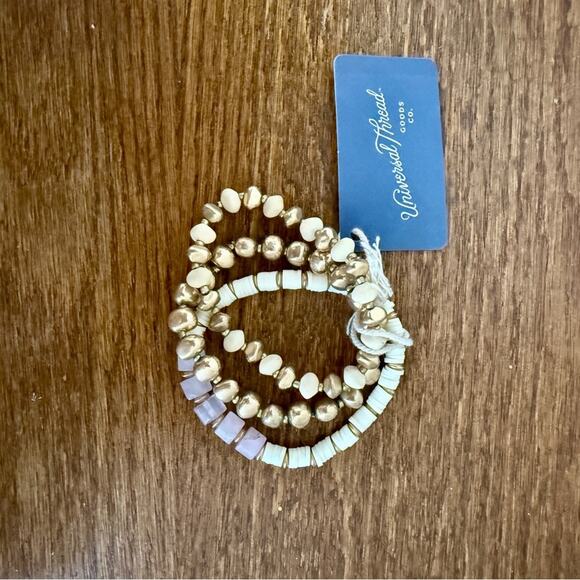 Universal Thread Jewelry - Universal Thread Gold and Tan Beaded Bracelet Trio